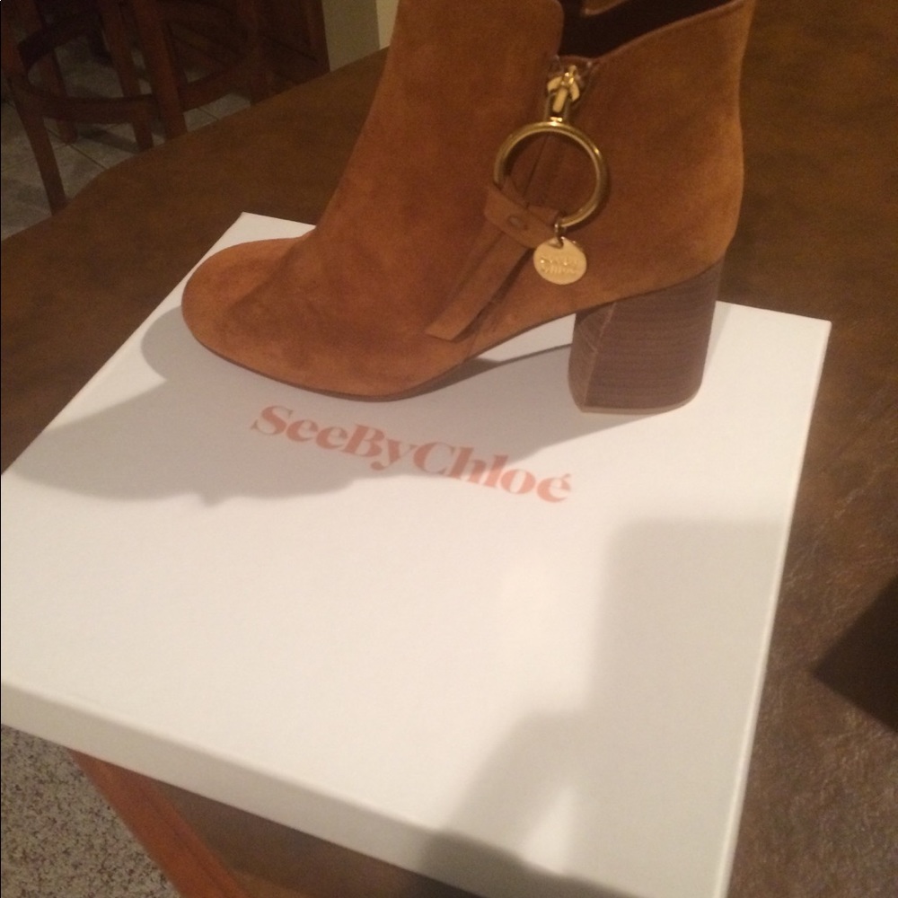 See by Chloe copper suede ankle boots size 37 new